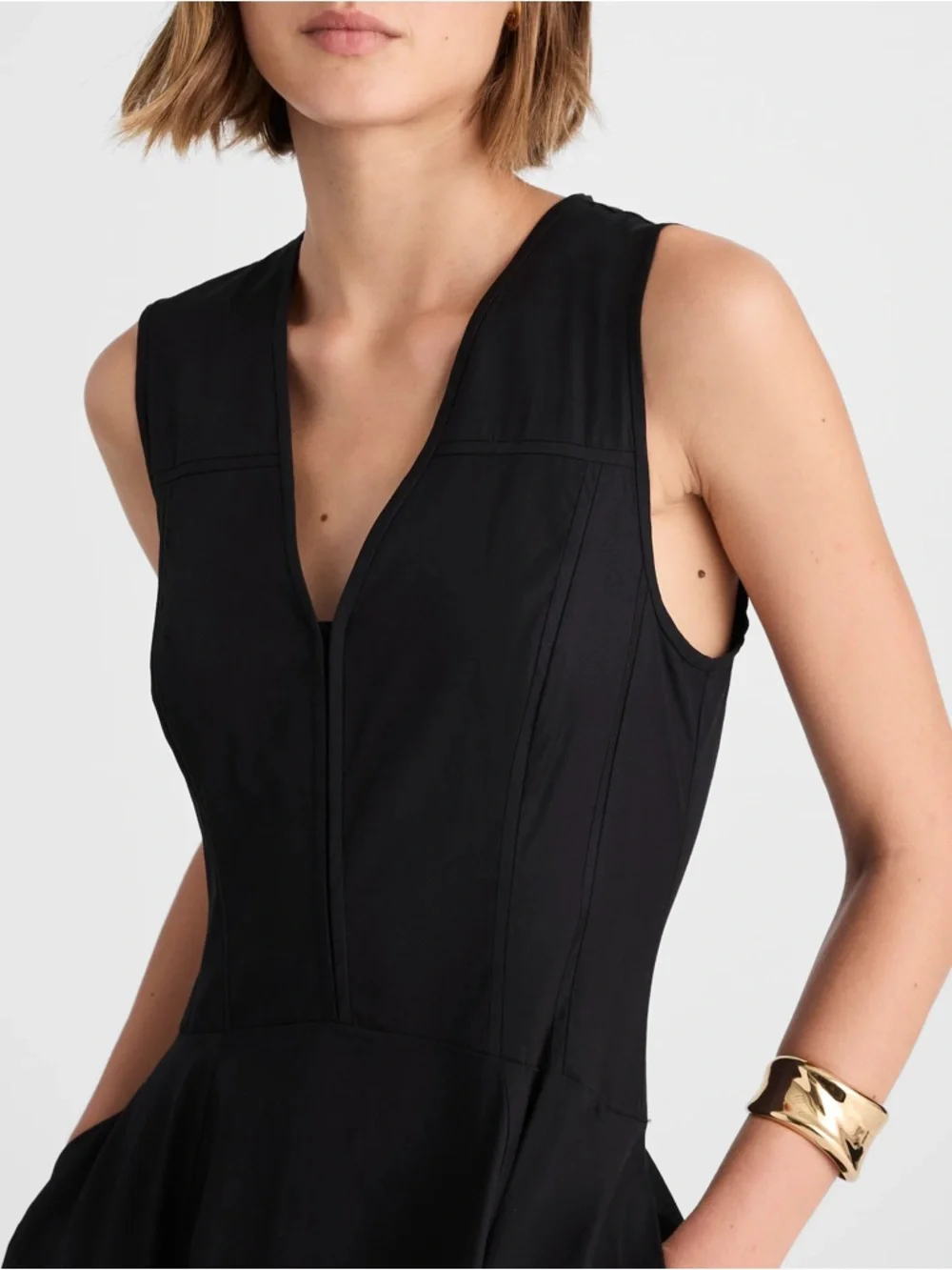 Madewell Sleeveless V-Neck Circle Midi Dress Size 0 Jet Black - Picture 5 of 10